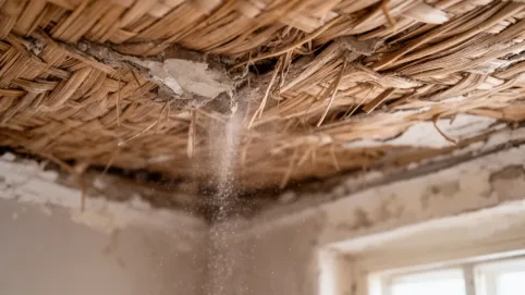 Sufit z trzciny remont